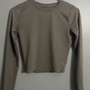 Women's Long Sleeve Crop Top brown